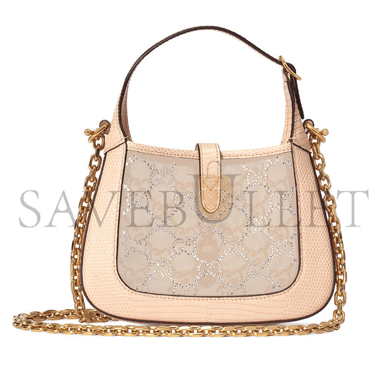 GUCCI JACKIE 1961 MINI CRYSTAL GG LIZARD BAG 677027 (19*13*3cm)